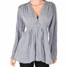 Free People All Who Wander Long Sleeve Fau Blue Stripe Combo Xs (Size) Women'S