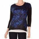 Kensie Three Quarter Sleeve Scoop Nec Blue Voyage Combo Xs (Size) Women'S