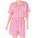 new Bar Iii Short Sleeve Printed Romper Berry Frost Combo Xl  Women'S Clothing