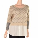 new Kensie Three Quarter Sleeve Layered L Latte Combo L SizeWomen'S Clothing