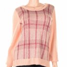 Maison Jules Long Sleeve Crew Neck Plaid Sw Pearl Blush Combo Xxl (Size) Women'S