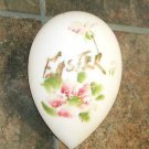 SPRING SALE ~ SATIN MILK GLASS EGG Antique Pink Flowers EASTER Victorian
