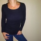 Graine cotton sexy ribbed knit sweater womens black shirt top | M | Medium