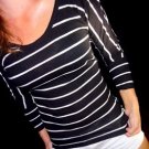 Old Navy XS sexy pinstripe jersey knit womens crew shirt top tunic XS