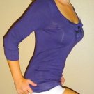 Banana Republic tuxedo ruffle womens purple sexy cotton knit shirt top small
