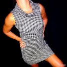Alyn Paige sexy black white professional Aline dress pockets button | S | small