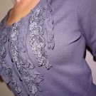 Elle designer sexy womens cardigan ruffle lace front sweater knit top S | small