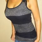 Old Navy Perfect Cotton womens  Tank Top black sequin silver Striped | XS