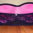 Victoria Secret VS PINK heart charm sexy womans black lace pushup bandeau bra M