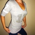 Victorias Secret Pink nation sexy VS white gray short sleeve tee shirt top | S