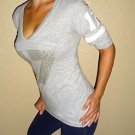 Victoria Secret Pink Nation white gray short sleeve tee shirt tee| VS | S | sexy