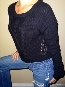 EXPRESS womens solid cotton blend coat neck sexy black sweater top Medium