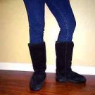 Bearpaw suede sexy winter boots black fur lined boots womens  5