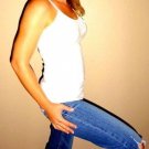 Express rhinestone solid casual tank top shirt white Small cotton shirt top