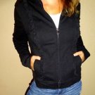 New York & Company Streetwear black ruffle cotton womens fitness coat Small