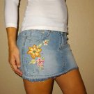 ANGELS denim embellished sequin jean flower floral mini skirt sexy 5