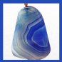 92.50ct Light & Dark Blue AGATE Freeform Gemstone Yellow Gold Pendant