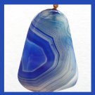 92.50ct Light & Dark Blue AGATE Freeform Gemstone Yellow Gold Pendant