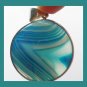 60ct Round Blue Onyx Gemstone Silver Wrapped Pendant