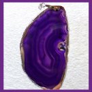 Sterling Silver Wrapped 65.00ct Dark Purple Agate Slice Freeform Gemstone Silver Wrapped Pendant