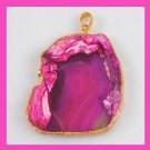 18K Yellow Gold Wrapped 88.00ct Freeform Pink and Purple AGATE Gemstone Pendant