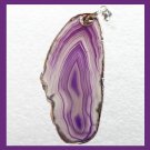 Sterling Silver Wrapped 93ct Light Purple Agate Slice Freeform Gemstone Pendant
