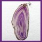 Sterling Silver Wrapped 93ct Light Purple Agate Slice Freeform Gemstone Pendant