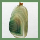 80ct Green and Brown Oval Shaped AGATE Gemstone with a Yellow Gold Pendant