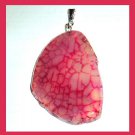 122ct Red & Pink Agate Freeform Gemstone 10k Yellow Gold Pendant