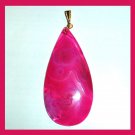104ct Rose Red Agate Teardrop Pear cut Gemstone Yellow Gold Pendant