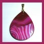 109ct Purple Violet Striped Agate Pear cut Gemstone Yellow Gold Pendant