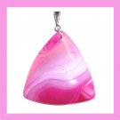 98.5ct Pink & Red Agate Triangle Shaped Gemstone Sterling Silver Pendant