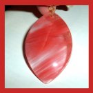 81.5ct Cherry Red QUARTZ Football Shaped Marquise Cut Gemstone 10k Yellow Gold Pendant