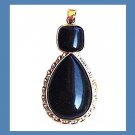 60ctw SANDSTONE Blue Pear & Square Cut Gemstone 925 Sterling Silver Pendant