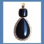 60ctw SANDSTONE Blue Pear & Square Cut Gemstone 925 Sterling Silver Pendant