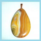 140ct Yellow & White AGATE Teardrop Pear Cut Gemstone 10k Yellow Gold Pendant
