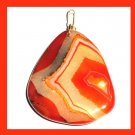 148ct Orange Yellow Peach Brown AGATE Triangle Shaped Gemstone 10k Yellow Gold Pendant