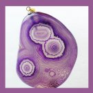 155.5ct Purple Lavender AGATE Freeform Shape Gemstone 10k Yellow Gold Pendant