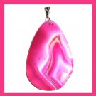 97ct Hot Pink & Red AGATE Teardrop Pear Cut Gemstone Sterling Silver Pendant
