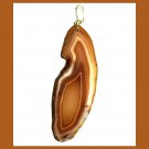 66ct Brown Tan White AGATE Slice Freeform Gemstone 10k Yellow Gold Pendant