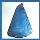 150ct Blue Crackle QUARTZ Bell Shaped Gemstone 10k Yellow Gold Pendant