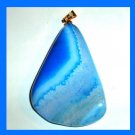 56ct Blue and White QUARTZ Freeform Shaped Gemstone 10k Yellow Gold Pendant