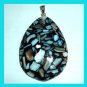 84ct White SEA SHELLS in Black Teardrop 925 Sterling Silver Pendant