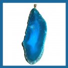 92ct Dark Blue MADAGASCAR AGATE Slice Freeform Gemstone Sterling Silver Pendant