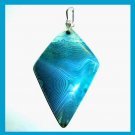 79ct Blue Green AGATE Marquise Cut Trapezoid Gemstone 925 Sterling Silver Pendant