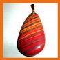85ct Orange Red RAINBOW AGATE Teardrop Gemstone 10K Yellow Gold Pendant