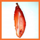 94ct Orange Brown White AGATE Slice Freeform Gemstone 10k Yellow Gold Pendant