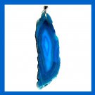 72.5ct Royal Blue AGATE Slice Freeform Gemstone 925 Sterling Silver Pendant