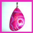 104ct Purple Pink Red CRAZY AGATE Freeform Gemstone 925 Sterling Silver Pendant