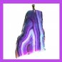 144ct Purple & Blue Freeform AGATE Slice Gemstone 10k Yellow Gold Pendant